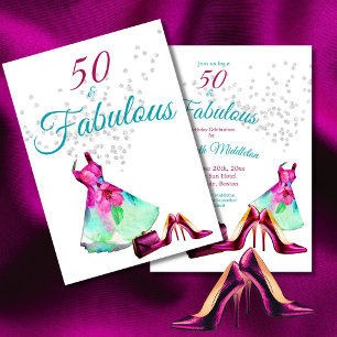 Invitation 50 Fabuleux Elégant Parties scintillant Floral Pur