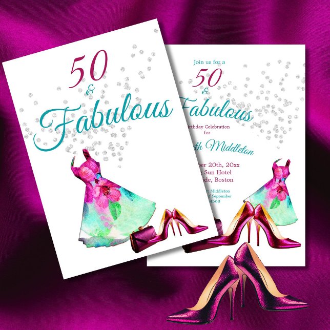 Invitation 50 Fabuleux Elégant Parties scintillant Floral Pur (Créateur téléchargé)