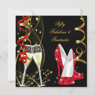 Invitation 50 Fabuleux et Fantastique Champagne Rouge