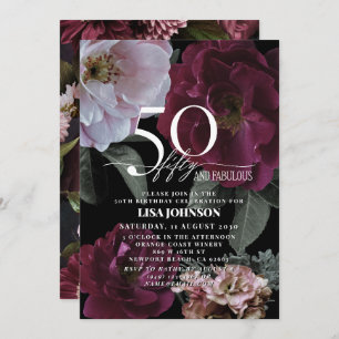 Invitation 50 & Fabuleux Moderne Dark Moody Bourgogne rose