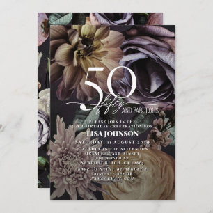 Invitation 50 & Fabuleux Moderne Dark Moody Purple Floral