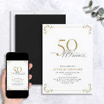 Invitation 50 & Fabuleux Noir Blanc & Or Anniversaire<br><div class="desc">C'est ton 50e anniversaire spécial, et c'est l'heure de fêter ça ! Veux-tu jeter le meilleur bain de la ville ? Assurez-vous qu'il commence avec le plus haut de style avec cette 50 & Fabulous Black, White & Gold Calligraphy Invitation Anniversaire. Il saura donner le ton d'une célébration glamour. Cette...</div>