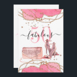 Invitation 50 Fabuleux Pink Agate Gold Parties scintillant Ch<br><div class="desc">50 et fabuleuse parties scintillant d'or rose agate 50e anniversaire invitation de fête avec chaussures de danse dans un style chic élégant. Personnalisez avec vos informations de fête au verso de l'invitation.</div>