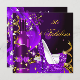 Invitation 50 & Fabuleux Purple Magenta fête d'anniversaire