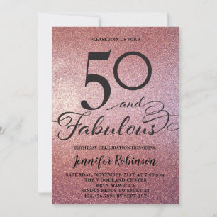 Invitation 50 Fabuleux Rose Gold Parties scintillant fête d'a