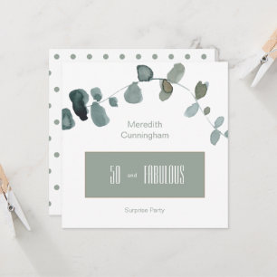 Invitation 50 & Fabuleux Sage Simple Carré d'anniversaire