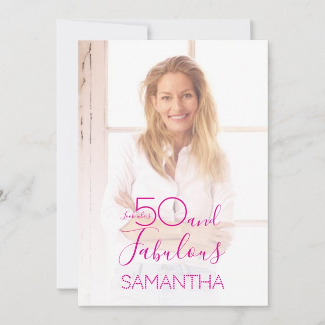 Invitation 50 & Fabulous 50th Birthday Party Minimal Photo (Devant)