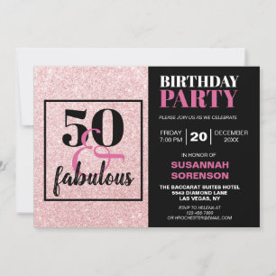 Invitation 50 & Fabulous Chic Parties scintillant rose fête d