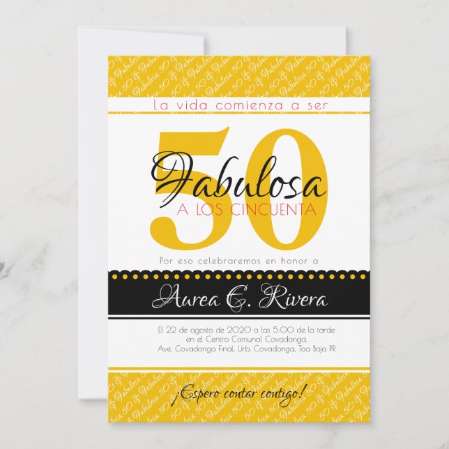 Invitation 50 & Fabulous jaune espagnol / Fabulosa amarillo (Devant)