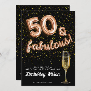 Invitation 50 & Fabulous Parties scintillant Black Rose Gold 