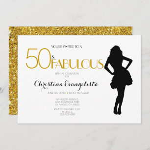 Invitation 50 & Fabulous Parties scintillant d'or avec Silhou