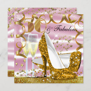 Invitation 50 & Fabulous Parties scintillant Gold rose Invita