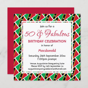 Invitation 50 & Fabulous ST KITTS NEVIS FLAG Custom Birthday