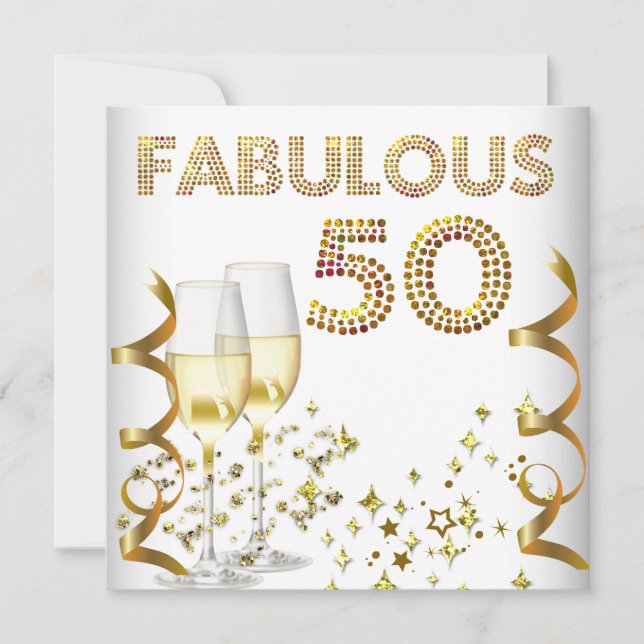 Invitation 50 Fabulux Anniversaire Champagne Doré (Devant)