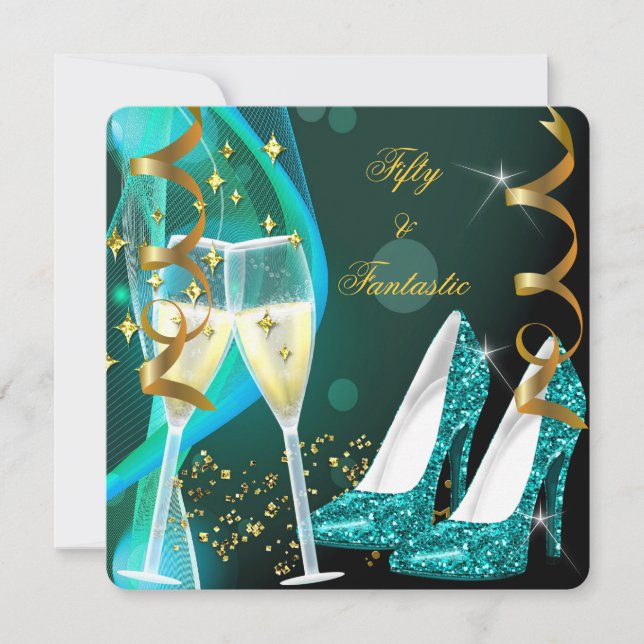 Invitation 50 & Fantastique Fabuleux Gold Turquoise talons ha (Devant)