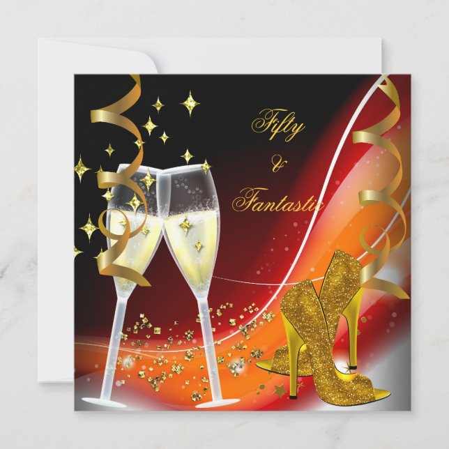 Invitation 50 & Fantastique Fabuleux Or Rouge Orange (Devant)