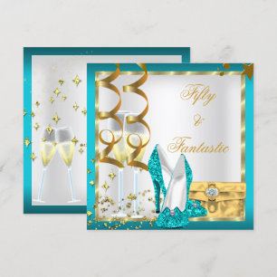 Invitation 50 & Fantastique Turquoise Gold fête d'anniversair