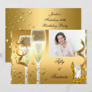 Invitation 50 & Fantastiques chaussures Champagne Élégantes P