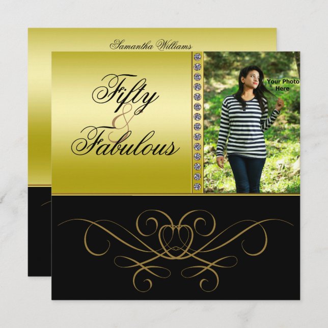 Invitation 50 femmes photographes élégantes aux perles et au  (Devant / Derrière)