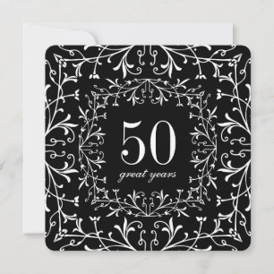 Invitation 50 Grandes Années Cravate noire Anniversaire ou An