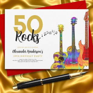 Invitation 50 Rocks Guitare Cool 50e fête d'anniversaire