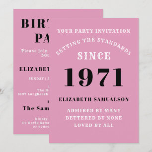 Invitation 50e anniversaire 1971 Rose noir Personnalisé pour 
