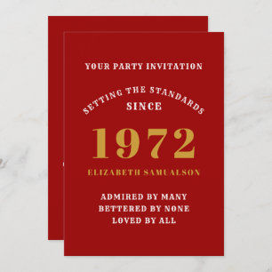 Invitation 50e anniversaire 1972 Red Gold Standards