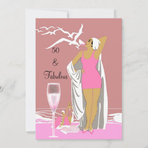 Invitation 50e Anniversaire 50 ans Fête Rétro Diva Rose Art d