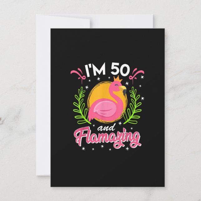 Invitation 50e anniversaire 50 ans flambant Dames flamingo (Devant)