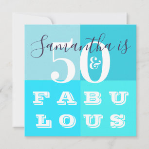 Invitation 50e anniversaire 50 et fabuleuse fête Turquoise mo