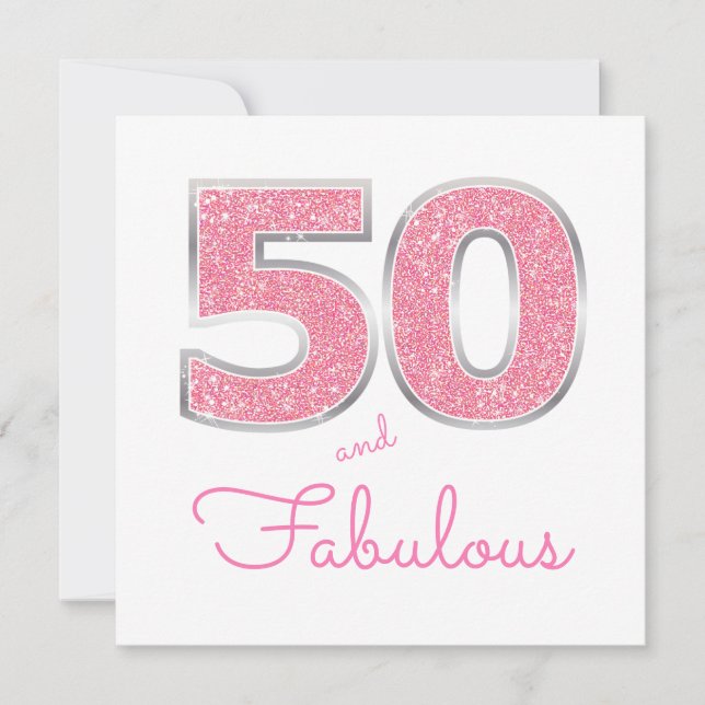 Invitation 50e anniversaire 50 et fabuleuse Parties scintilla (Devant)