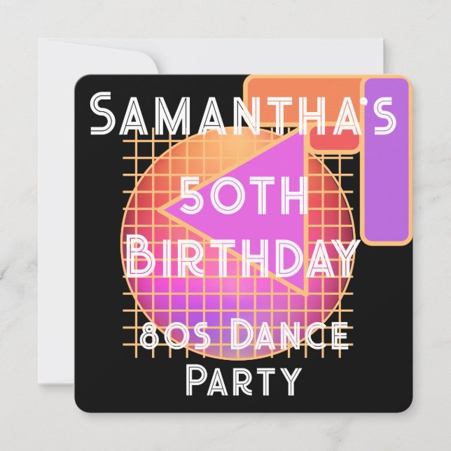 Invitation 50e anniversaire 80s Dance Party Anniversaire (Devant)