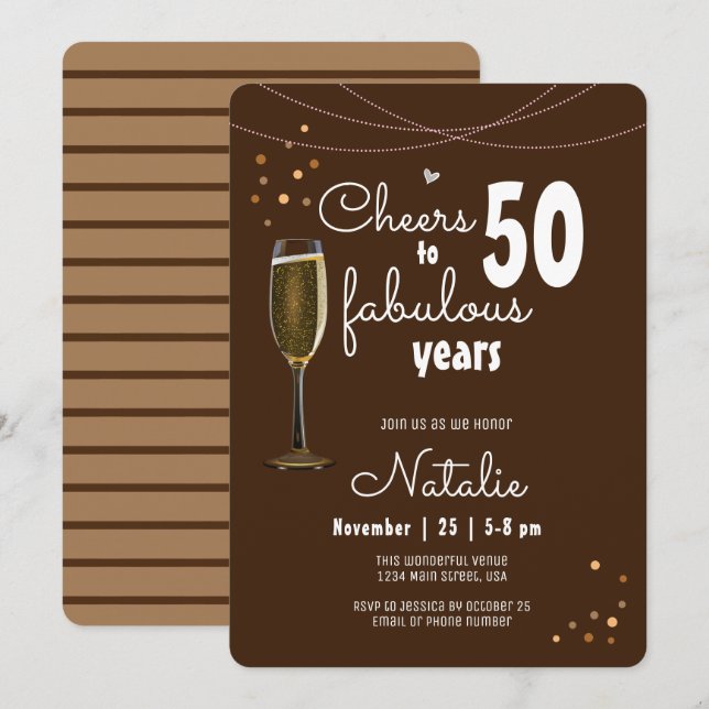 Invitation 50e anniversaire à 50 ans de Brown (Devant / Derrière)