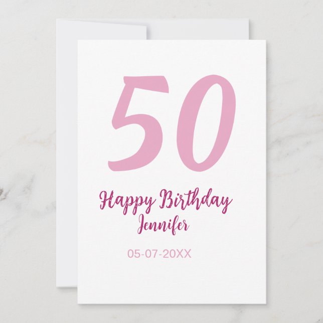 Invitation 50e anniversaire ajouter nom date année rose rouge (Devant)