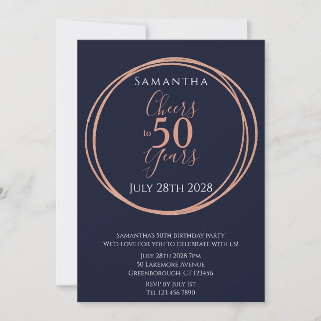 Invitation 50e anniversaire applaudit 50 ans Rose de la Marin (Devant)