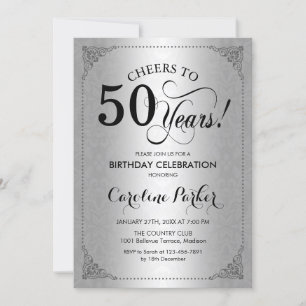 Invitation 50e anniversaire - Argent Damask