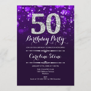 Invitation 50e anniversaire - Argent violet