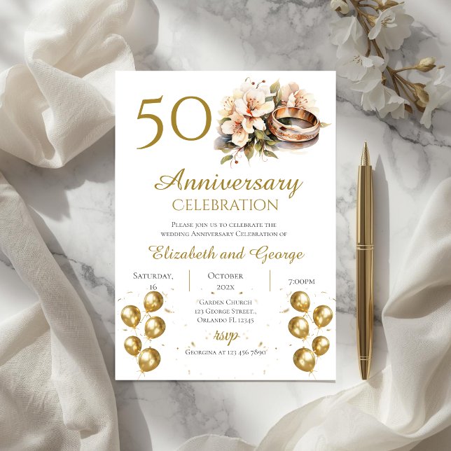 Invitation 50e anniversaire avec anneaux (Créateur téléchargé)