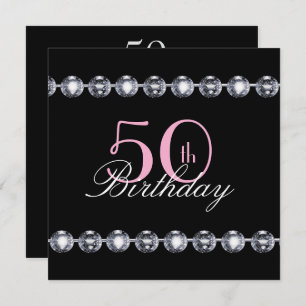 Invitation 50e anniversaire avec Parties scintillant rose et 