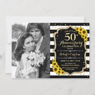 Invitation 50e anniversaire avec photo - Tournesols