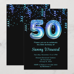 Invitation 50e anniversaire Ballons de mer avec Confetti