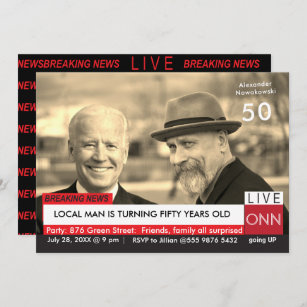 Invitation 50e anniversaire Biden Mens Funny TV News Invitati