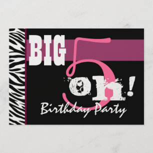 Invitation 50e anniversaire - Big 5 Oh Pink Zebra Metallic