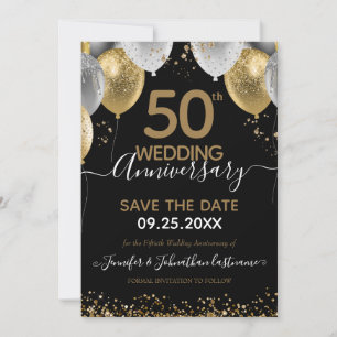 Invitation 50e anniversaire Black Gold Save the Date 