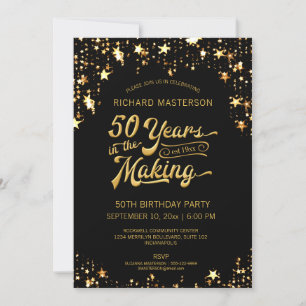 Invitation 50e anniversaire Black & Gold Stars
