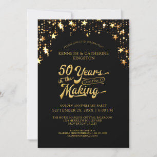Invitation 50e anniversaire Black & Gold Stars 50 ans