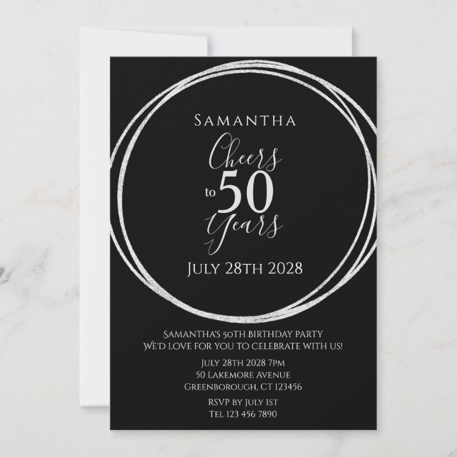 Invitation 50e anniversaire Black Silver encourage à 50 ans (Devant)