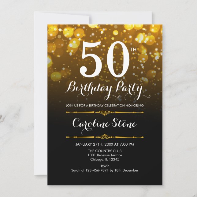 Invitation 50e anniversaire - Black White Gold (Devant)