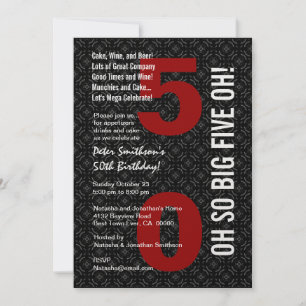 Invitation 50e anniversaire Black White Red BIG CINQ OH! W148