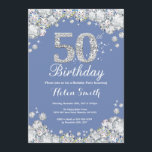 Invitation 50e anniversaire Bleu et Diamant d'argent<br><div class="desc">Invitation du 50e anniversaire. Diamant de strass bleu et argent. Élégant invitation de Bassorh Anniversaire. Anniversaire adulte. Femmes Anniversaire. Hommes Anniversaire. Pour plus de personnalisation,  cliquez sur le bouton "Customiser" et utilisez notre outil de conception pour modifier ce modèle.</div>